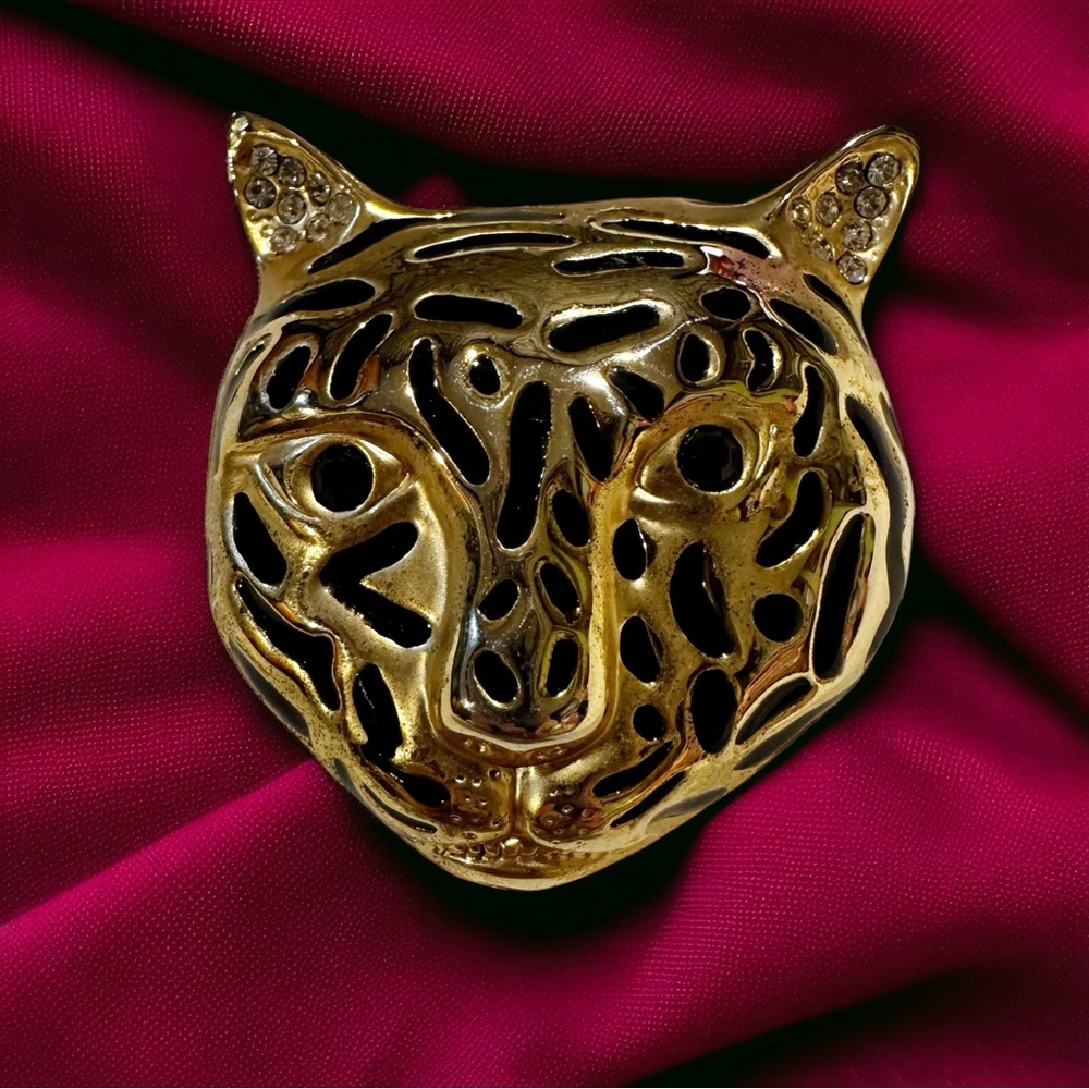 Vintage Gantos Jaguar Leopard Cat Novelty Pin Brooch Jewelry Gold Tone